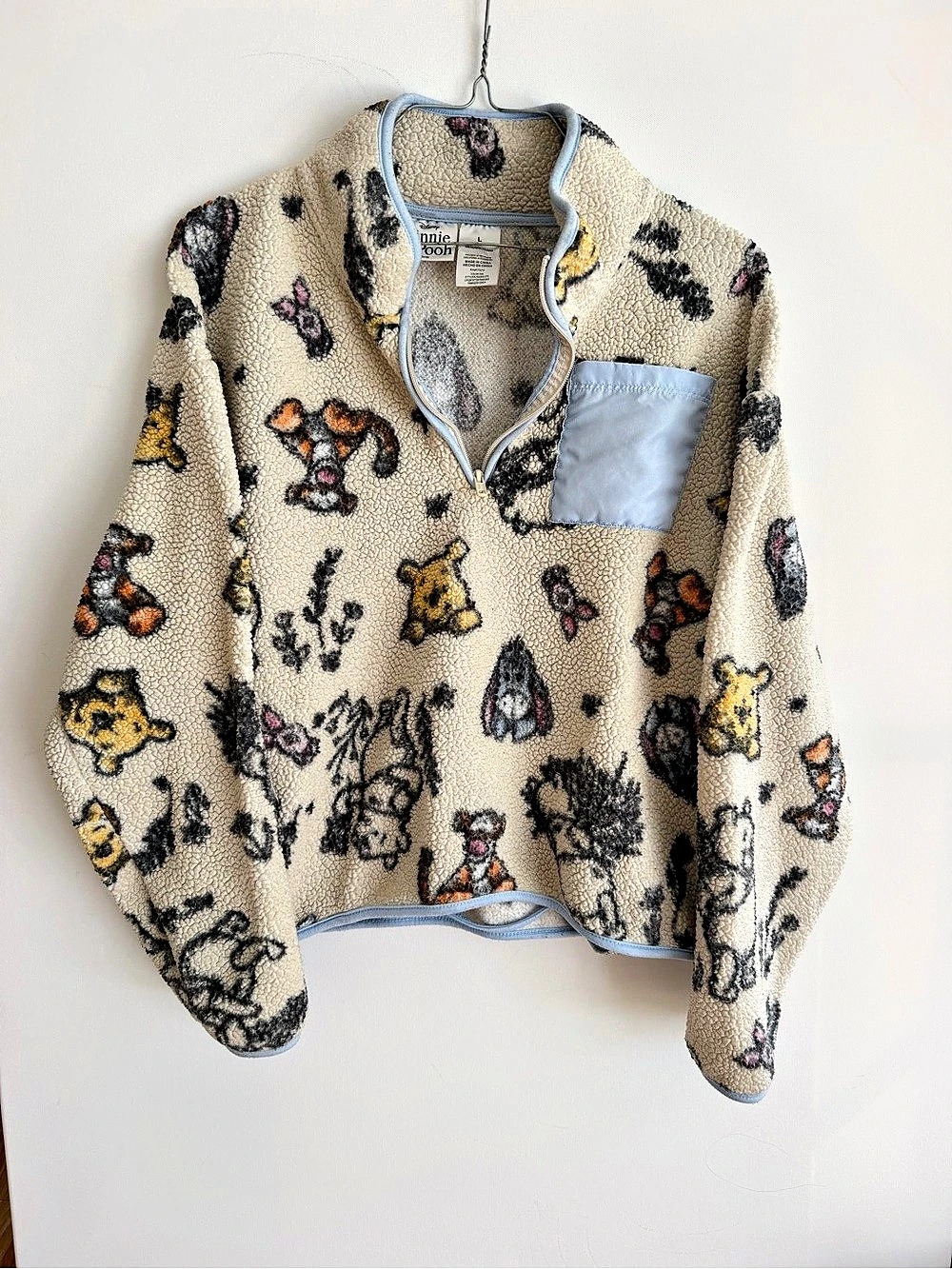 Disney Winnie the Pooh Sherpa Pullover Womens L Tigger Eeyore Piglet Fleece 070
